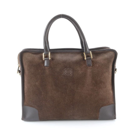 Loewe Amazona Leather Business Briefcase Tote Bag Brown