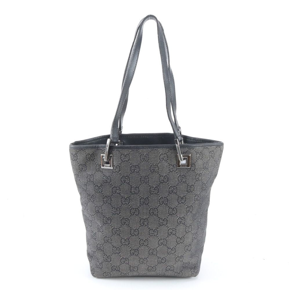 Gucci GG Canvas Leather Tote Bag Shoulder Hand Black — view 3