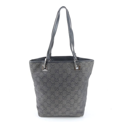 Gucci GG Canvas Leather Tote Bag Shoulder Hand Black — view 3