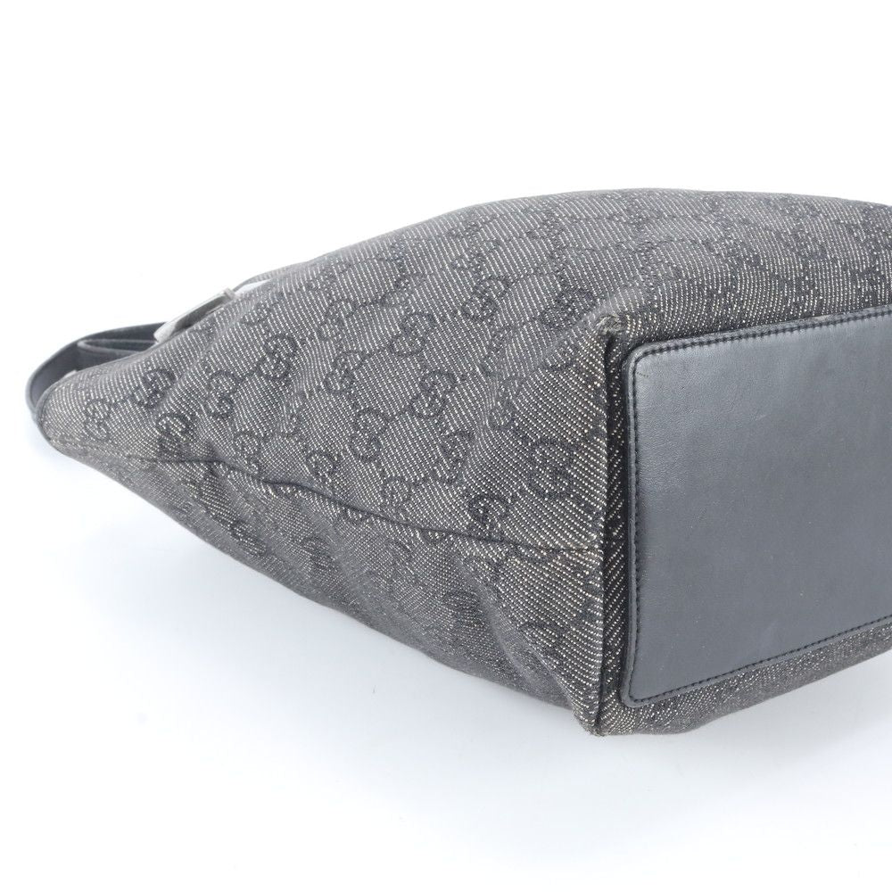Gucci GG Canvas Leather Tote Bag Shoulder Hand Black — view 6