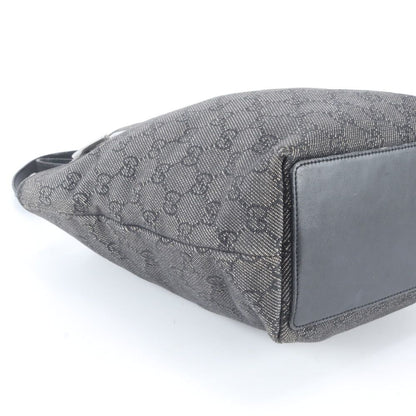 Gucci GG Canvas Leather Tote Bag Shoulder Hand Black — view 6