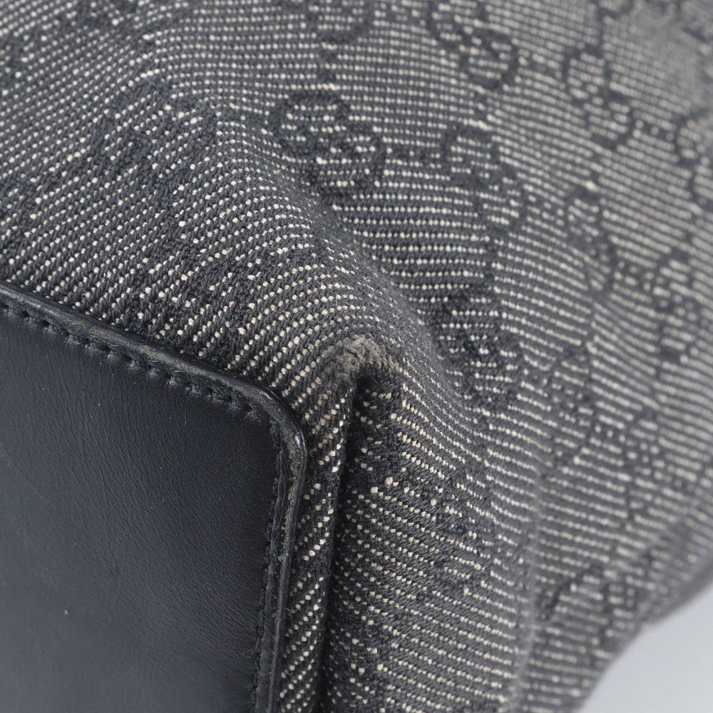 Gucci GG Canvas Leather Tote Bag Shoulder Hand Black — view 8