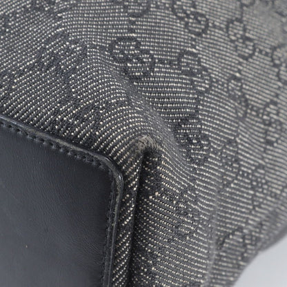 Gucci GG Canvas Leather Tote Bag Shoulder Hand Black — view 8