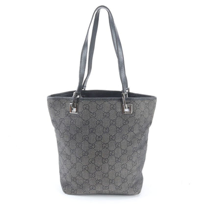 Gucci GG Canvas Leather Tote Bag Shoulder Hand Black