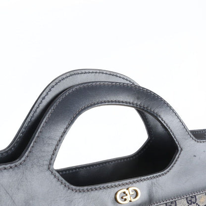 Gucci GG Canvas Leather Handbag Tote Navy — view 2