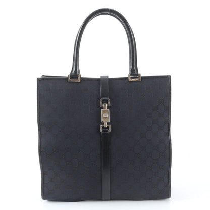 Gucci Jackie GG Canvas 002 Leather Tote Bag Shoulder Black