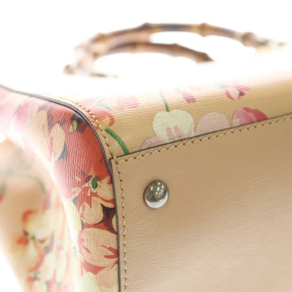 Gucci Bamboo Floral Leather Handbag Pink Multicolor — view 5
