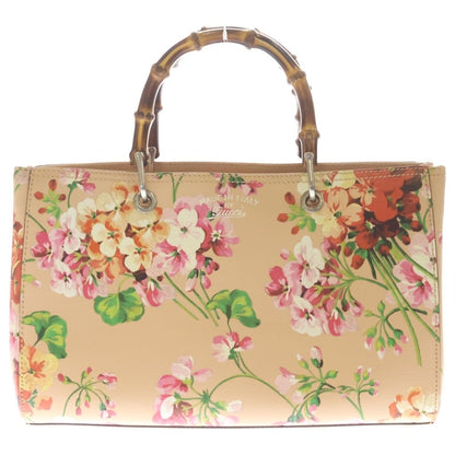 Gucci Bamboo Floral Leather Handbag Pink Multicolor