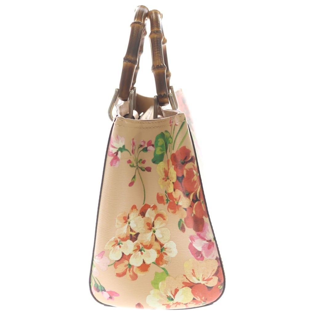 Gucci Bamboo Floral Leather Handbag Pink Multicolor — view 3