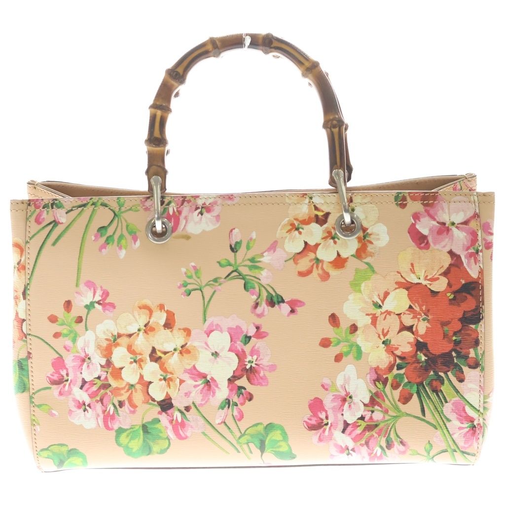 Gucci Bamboo Floral Leather Handbag Pink Multicolor — view 2