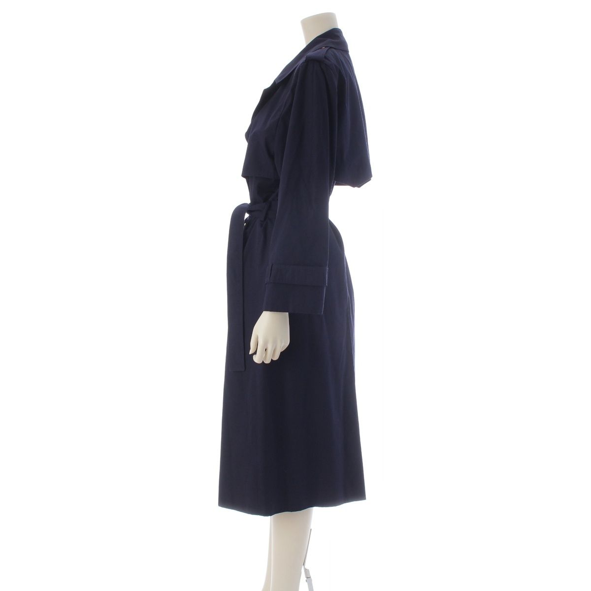 Celine Vintage Logo Button Trench Coat Navy — view 3