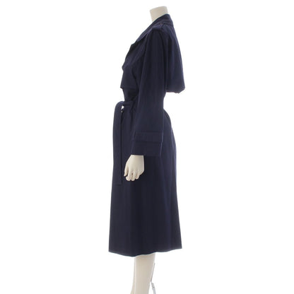 Celine Vintage Logo Button Trench Coat Navy — view 3