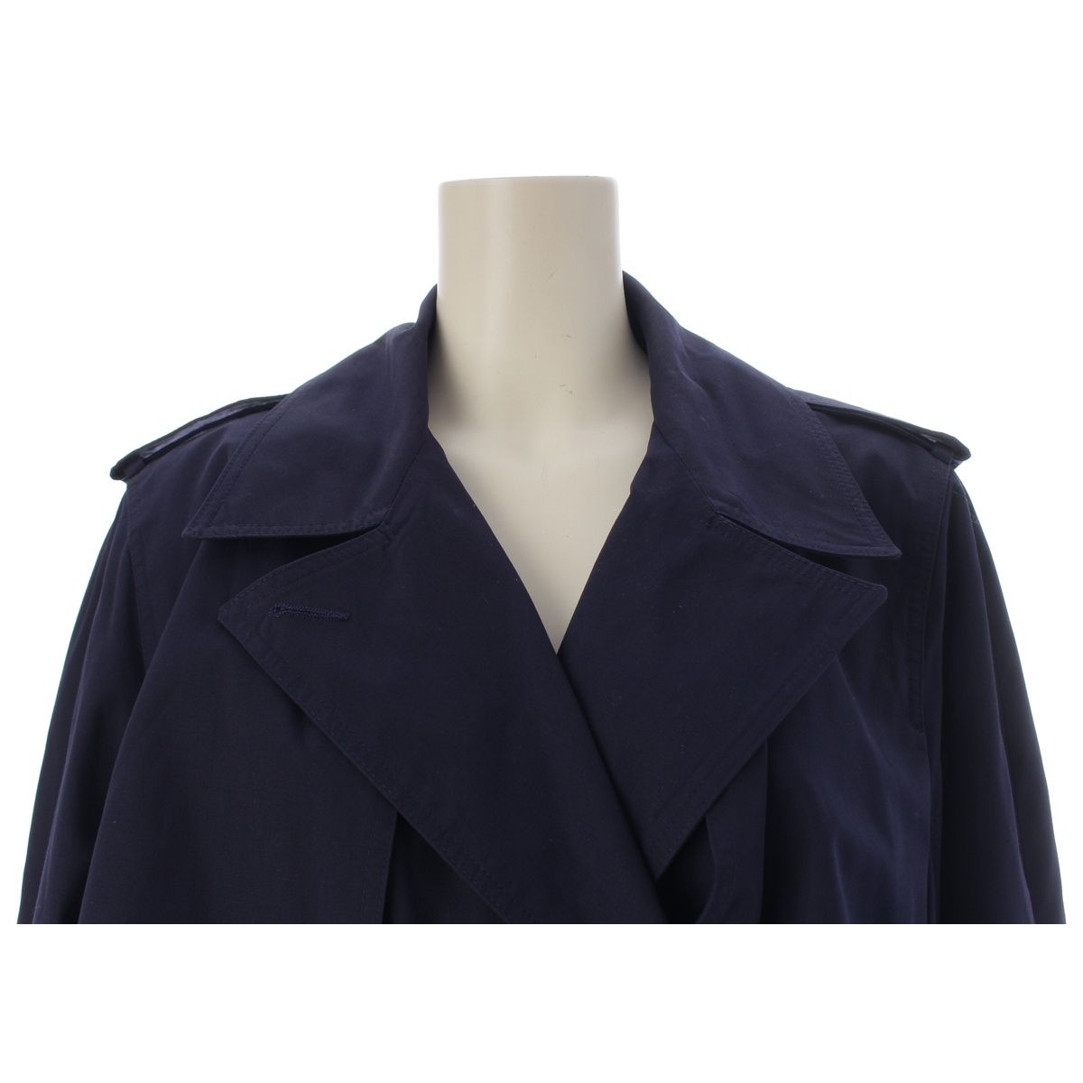 Celine Vintage Logo Button Trench Coat Navy — view 5