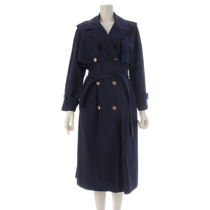 Celine Vintage Logo Button Trench Coat Navy
