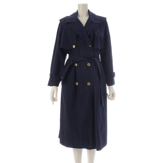 Celine Vintage Logo Button Trench Coat Navy