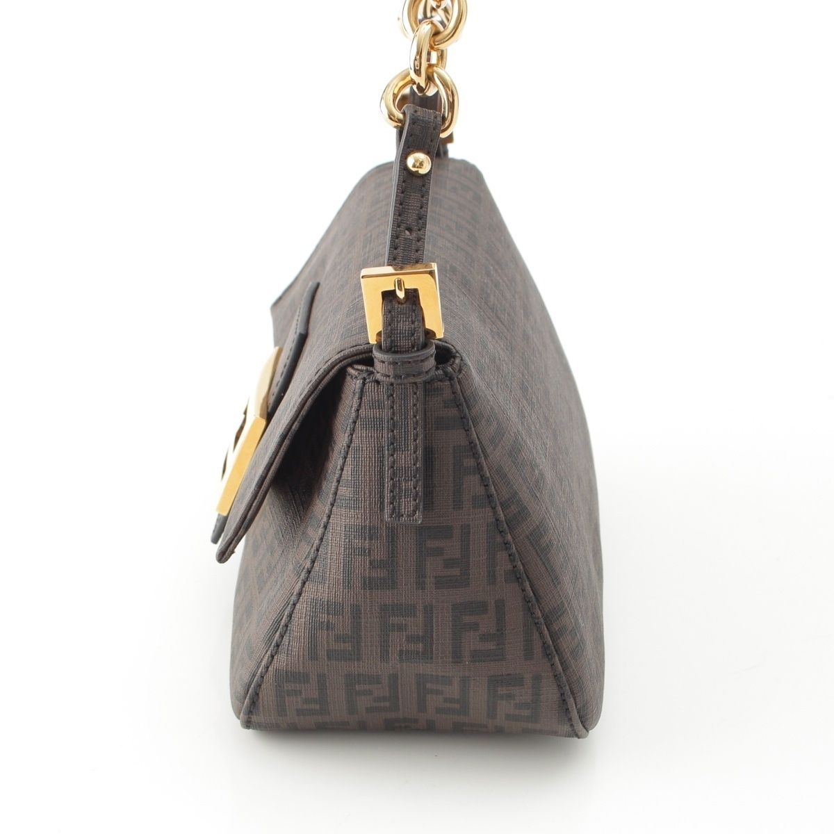 Fendi Zucchino Mini Chain Shoulder Bag Brown — view 4