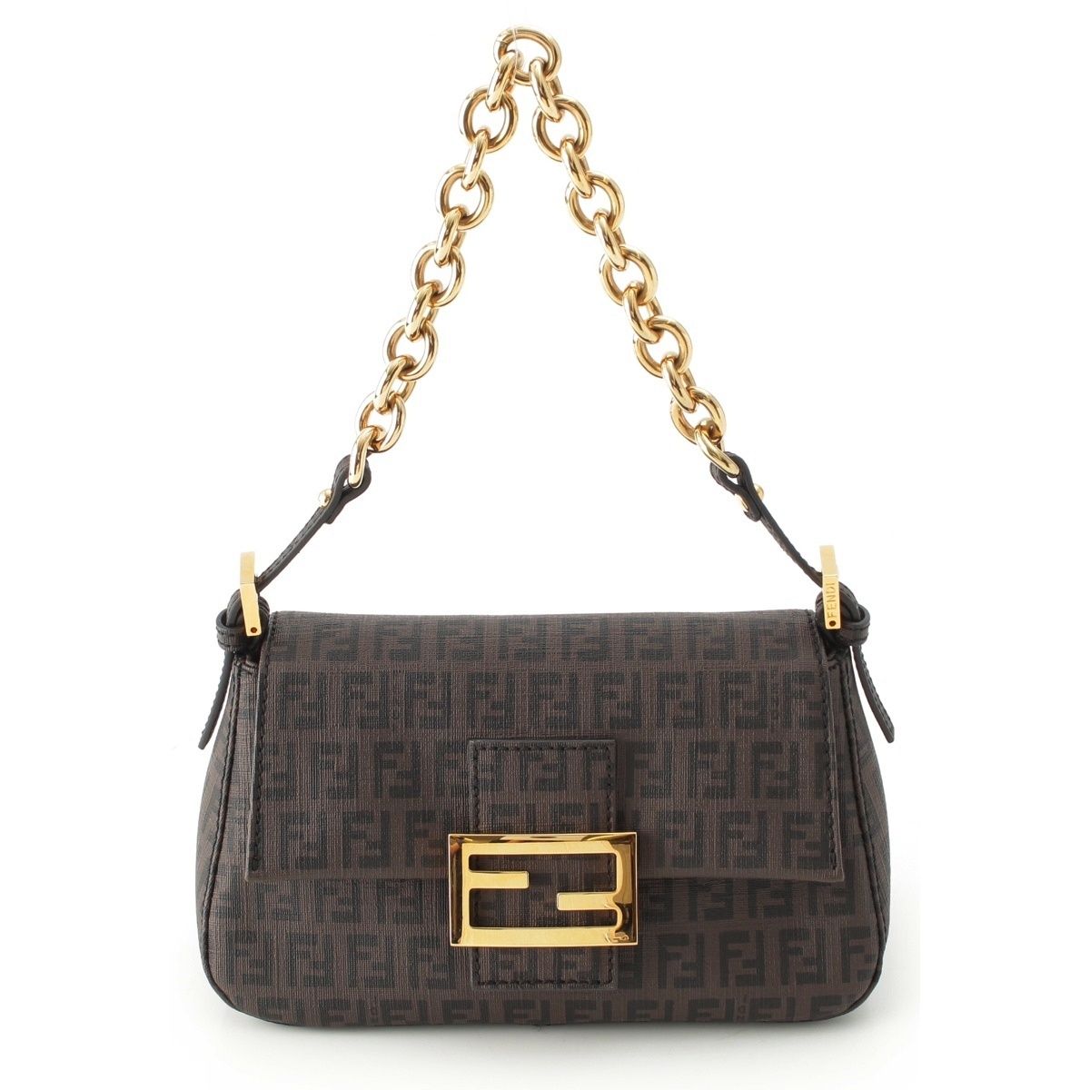 Fendi Zucchino Mini Chain Shoulder Bag Brown