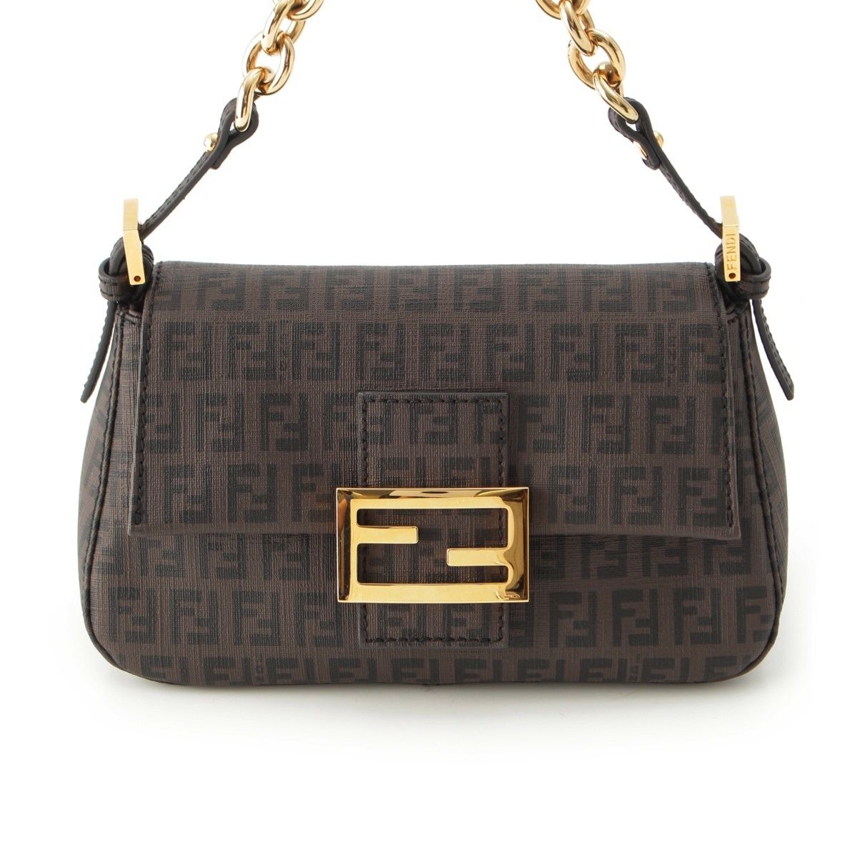 Fendi Zucchino Mini Chain Shoulder Bag Brown — view 2