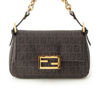 Fendi Zucchino Mini Chain Shoulder Bag Brown — view 2