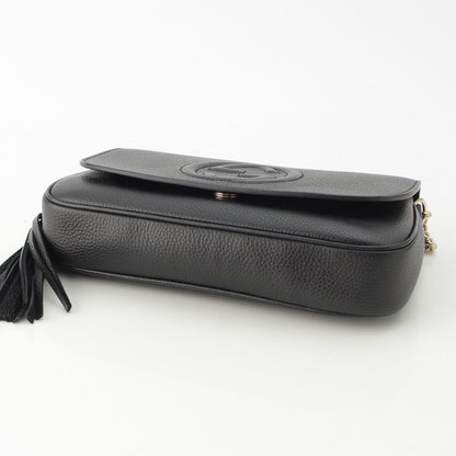 Gucci Soho Leather Rocking Chain Shoulder Bag Black — view 5