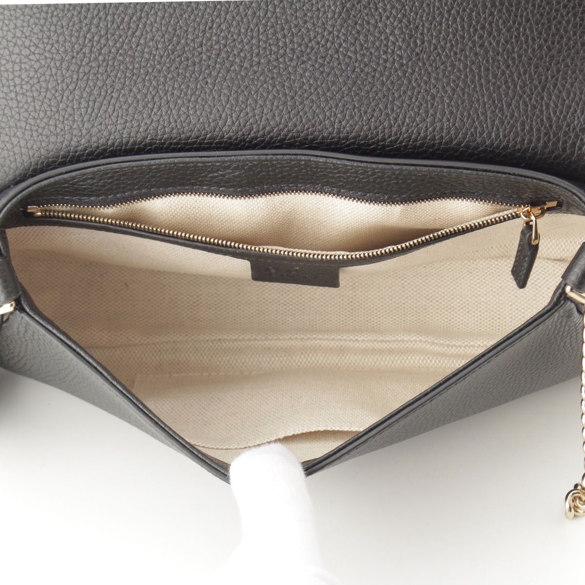 Gucci Soho Leather Rocking Chain Shoulder Bag Black — view 7
