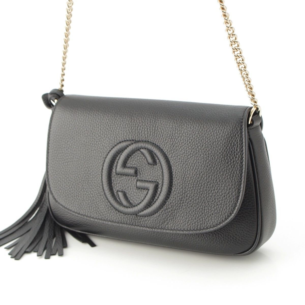 Gucci Soho Leather Rocking Chain Shoulder Bag Black — view 2