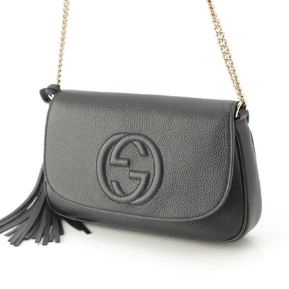 Gucci Soho Leather Rocking Chain Shoulder Bag Black — view 2
