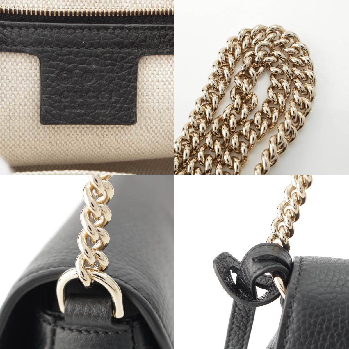 Gucci Soho Leather Rocking Chain Shoulder Bag Black — view 8