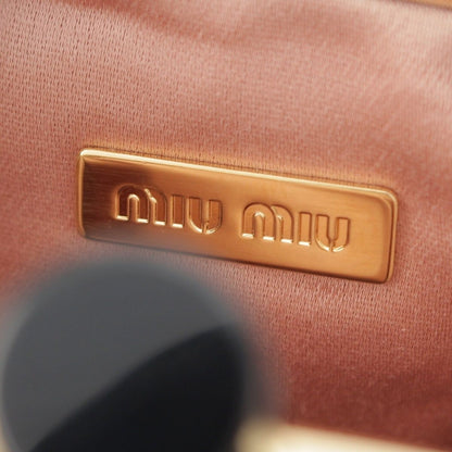 Miu Miu Leather Matelasse Kiss Lock Chain Shoulder Bag Miu Bell Black — view 8