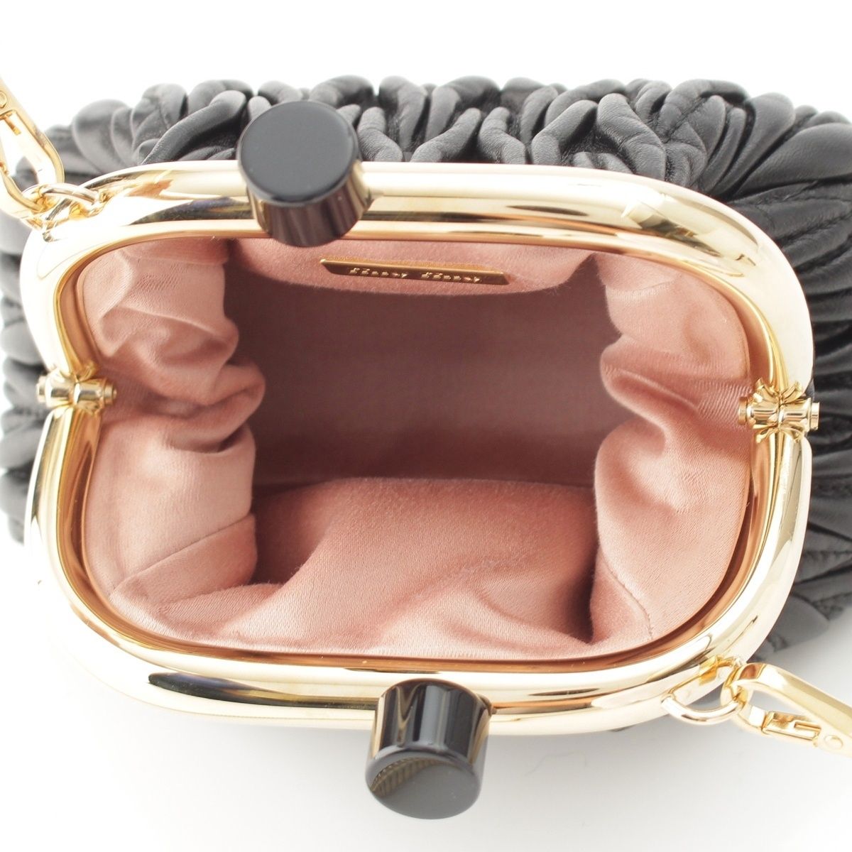 Miu Miu Leather Matelasse Kiss Lock Chain Shoulder Bag Miu Bell Black — view 7