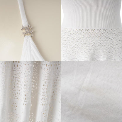 Chanel CC Logo Rhinestone Flower Knit Dress White 36 — view 8