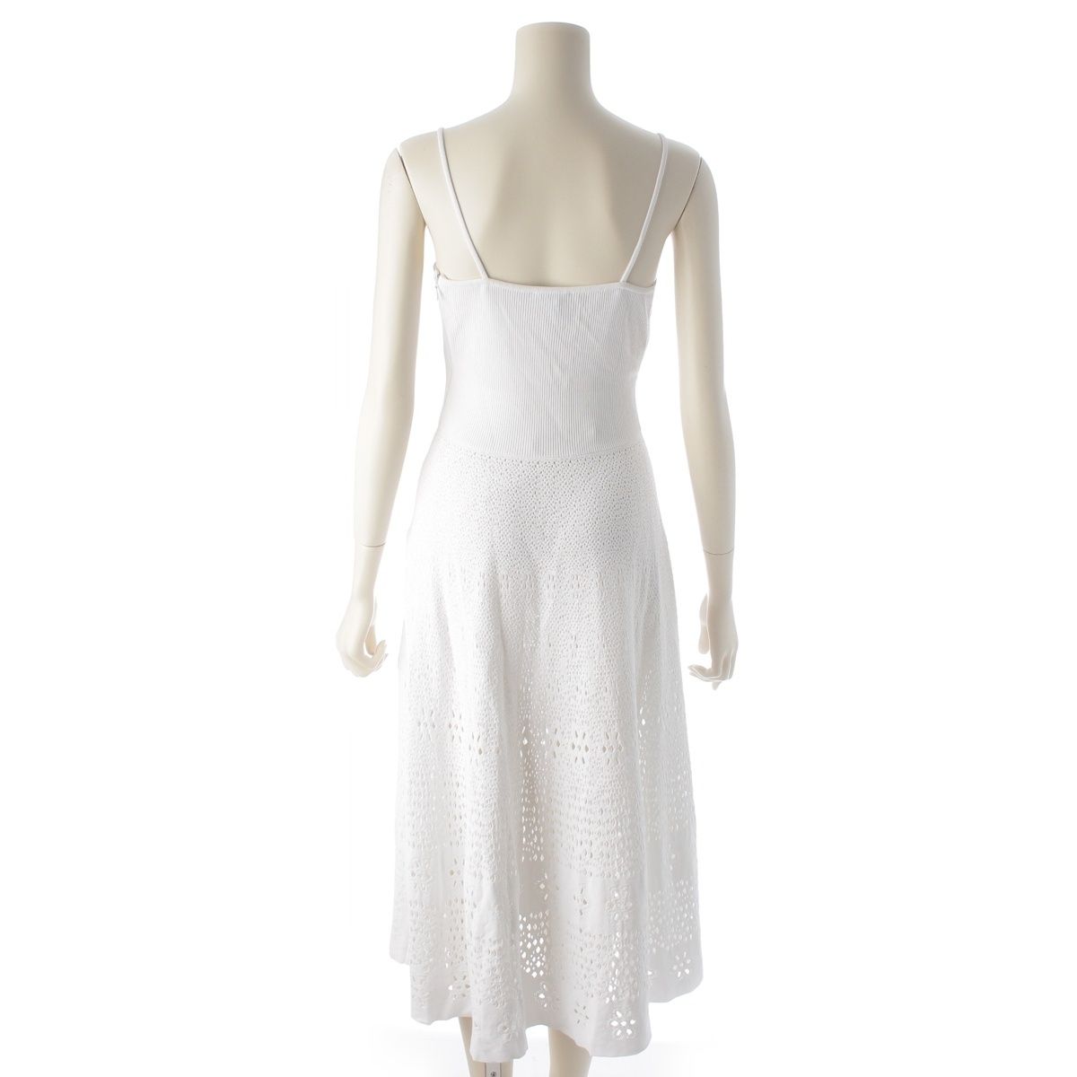 Chanel CC Logo Rhinestone Flower Knit Dress White 36 — view 4
