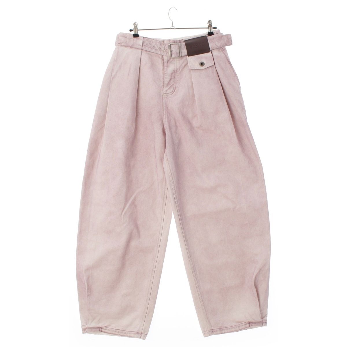 Loewe Cotton Leather Patch Pleated Pants Pink 36