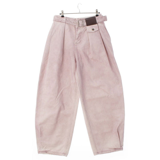 Loewe Cotton Leather Patch Pleated Pants Pink 36