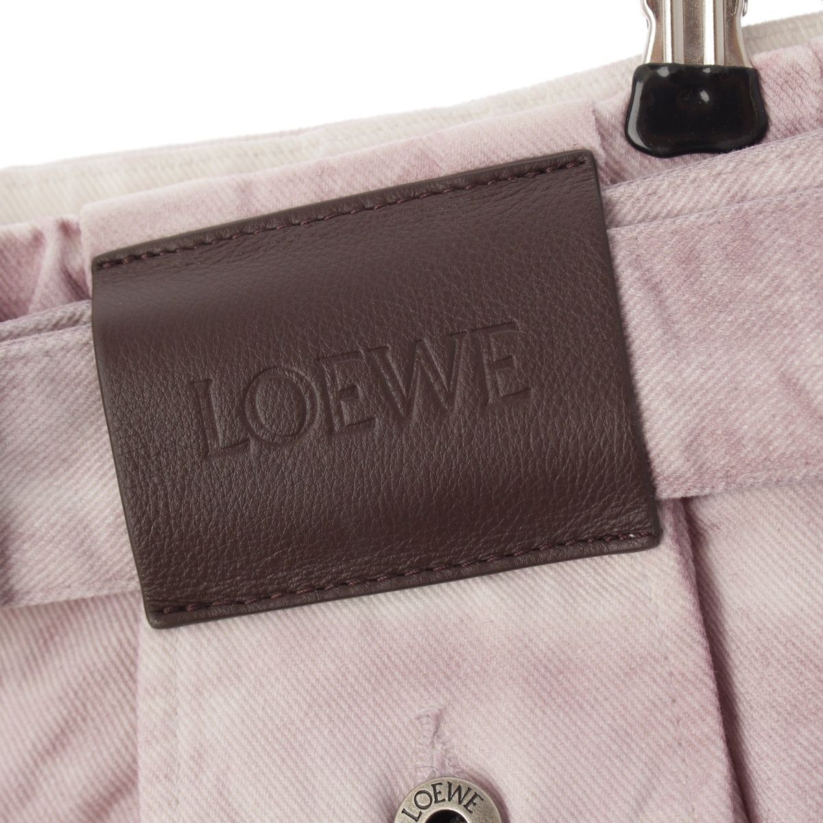 Loewe Cotton Leather Patch Pleated Pants Pink 36 — view 6
