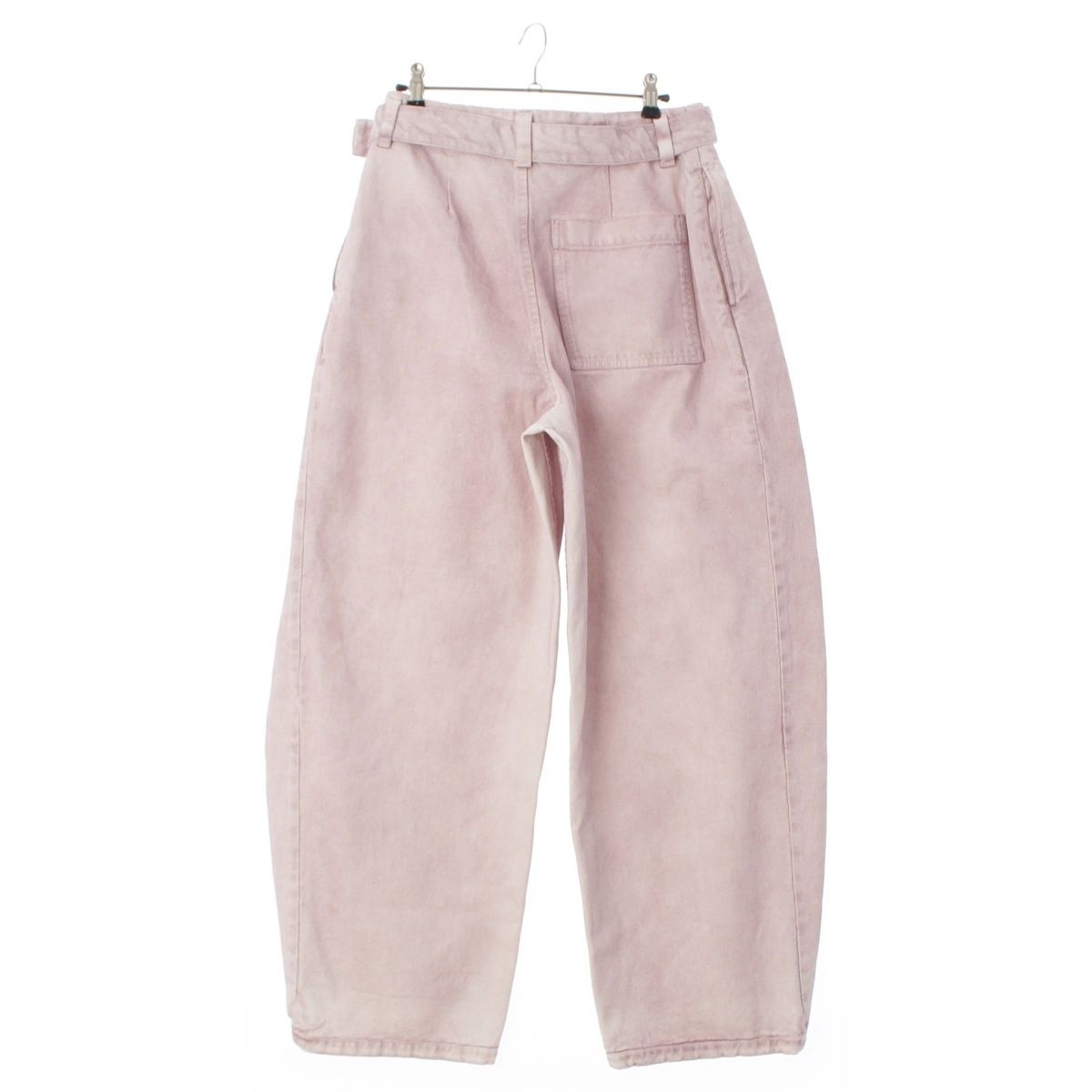 Loewe Cotton Leather Patch Pleated Pants Pink 36 — view 2