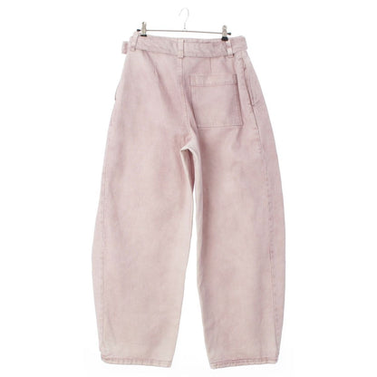 Loewe Cotton Leather Patch Pleated Pants Pink 36 — view 2
