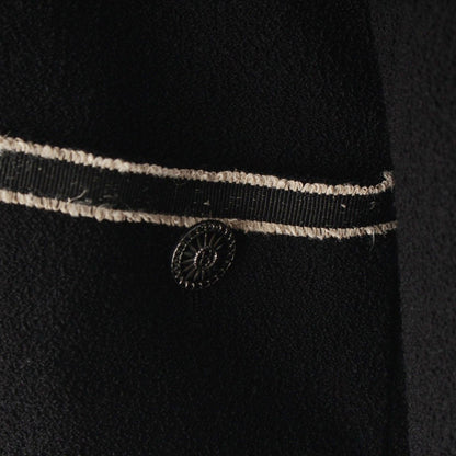 Chanel 14C Wool Chain Trim Coco Buttons Long Coat Black 34 — view 8