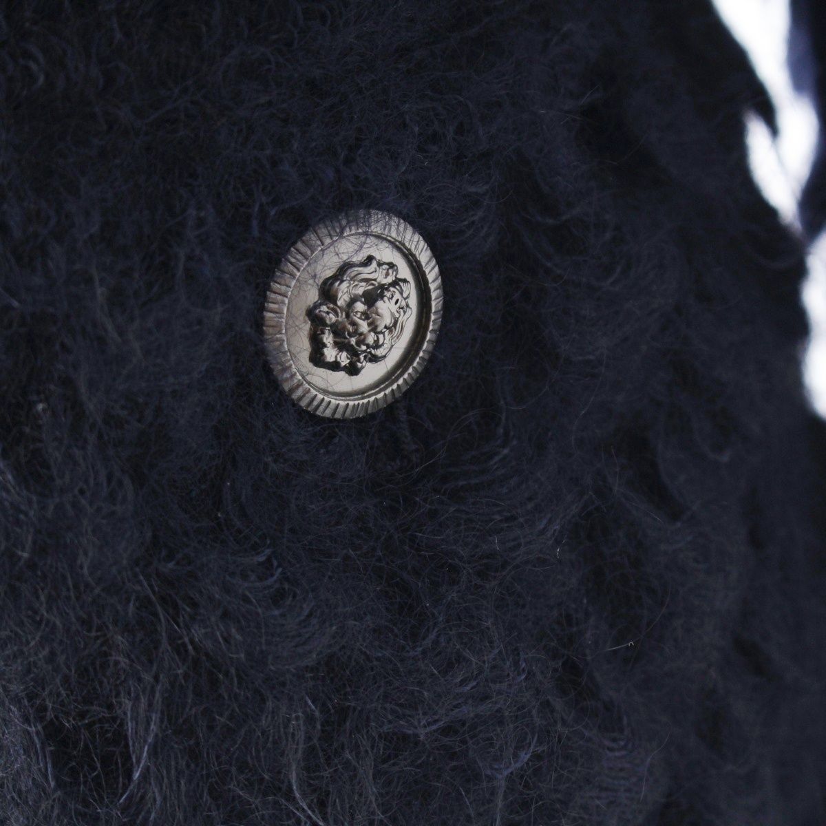 Chanel Mohair Nylon Little Black Shaggy Collarless Jacket Navy 34 — view 8
