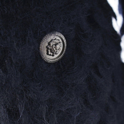 Chanel Mohair Nylon Little Black Shaggy Collarless Jacket Navy 34 — view 8