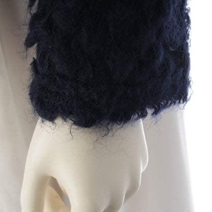 Chanel Mohair Nylon Little Black Shaggy Collarless Jacket Navy 34 — view 6
