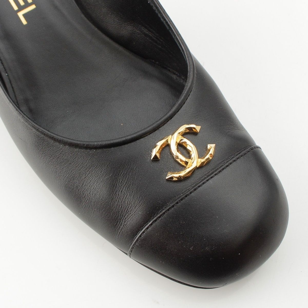 Chanel Calfskin CC Logo Sling Back Pumps Black Heel — view 6