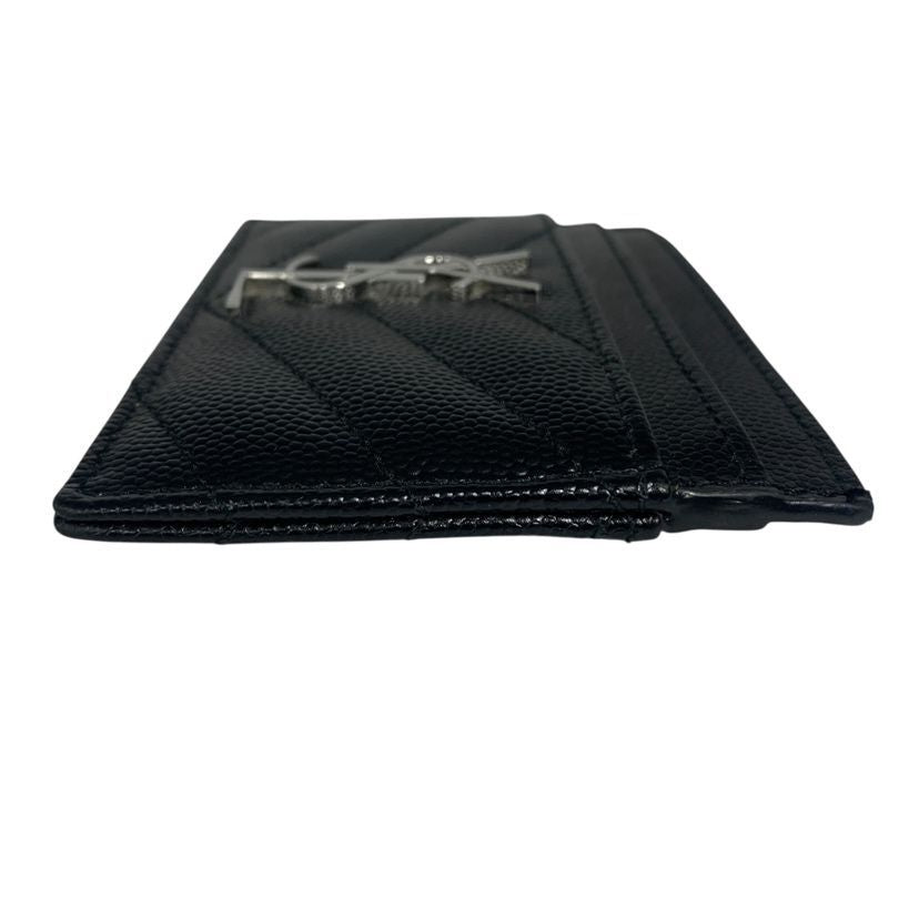 Saint Laurent YSL Paris V-Stitch YSL Logo Leather Card Case — view 3