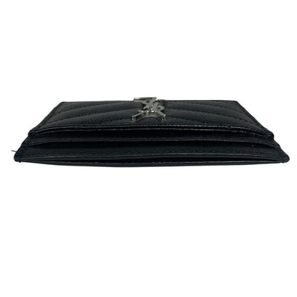 Saint Laurent YSL Paris V-Stitch YSL Logo Leather Card Case — view 4
