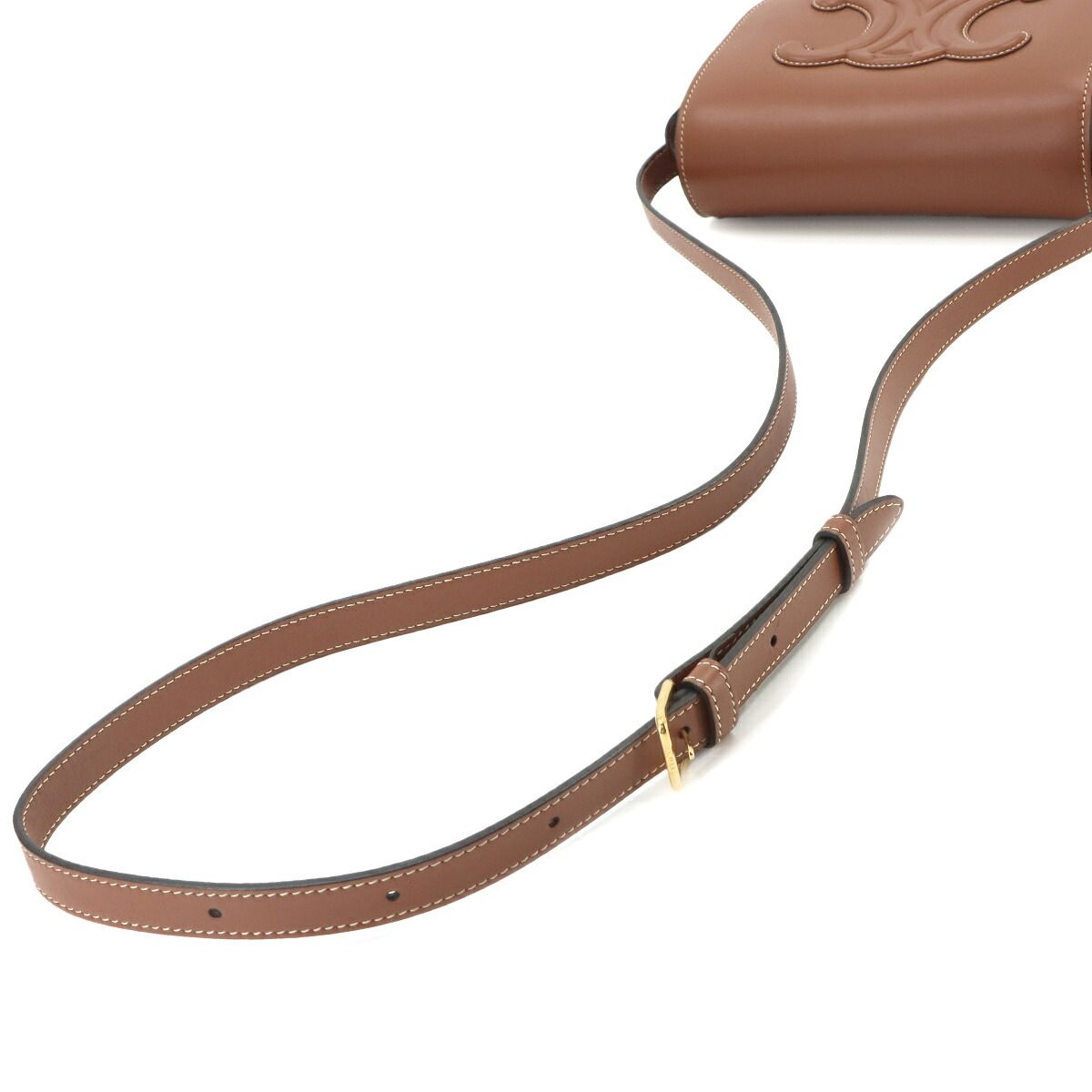 Celine Folco Cuir Triomphe Bag Shoulder Leather Tan Gold — view 5