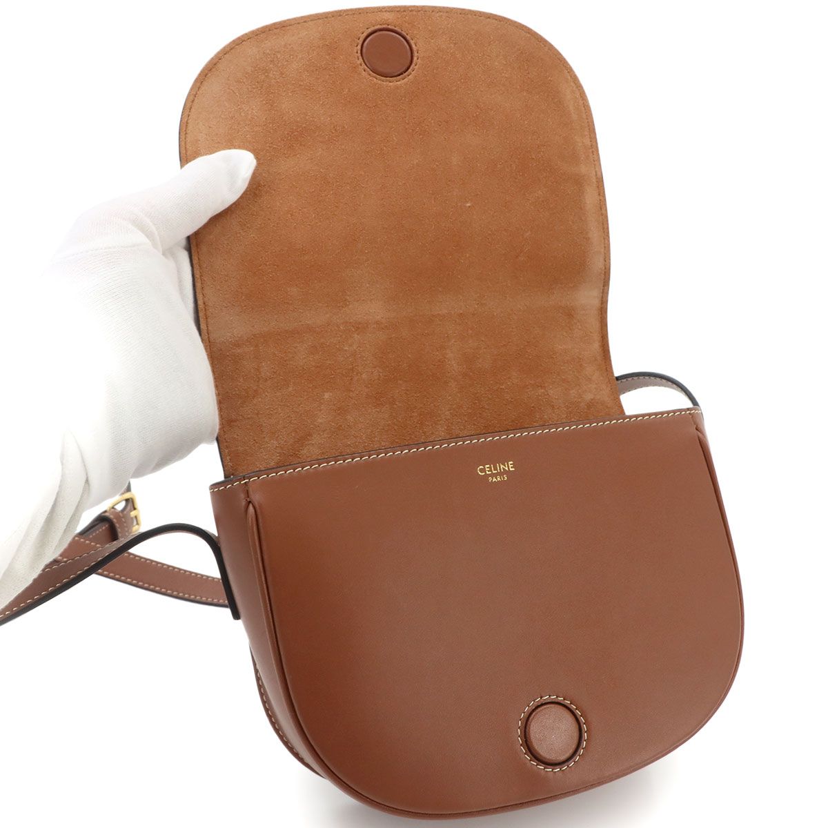 Celine Folco Cuir Triomphe Bag Shoulder Leather Tan Gold — view 7