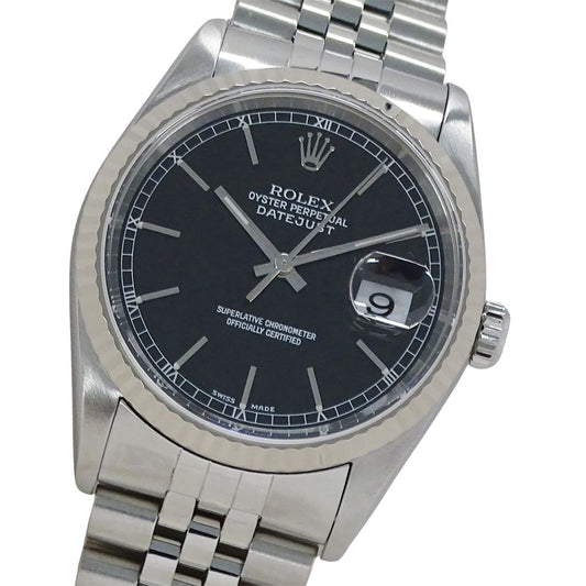 Rolex Datejust Watch Automatic at Stainless Steel White Gold WG Silver Black