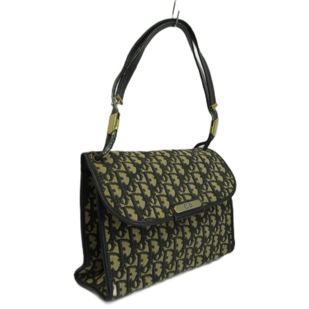 Dior Vintage Handbag Shoulder Canvas Leather Trotter Pattern All Over Print — view 5