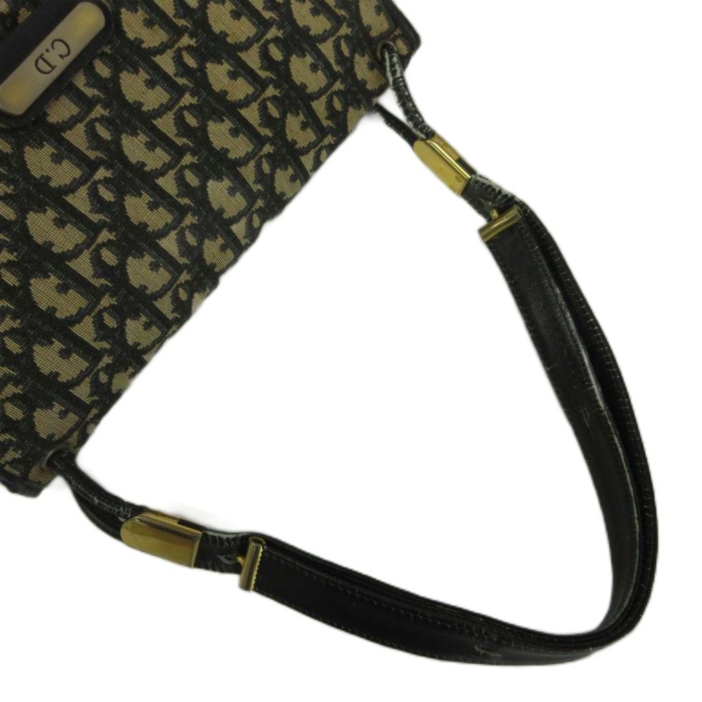 Dior Vintage Handbag Shoulder Canvas Leather Trotter Pattern All Over Print — view 7