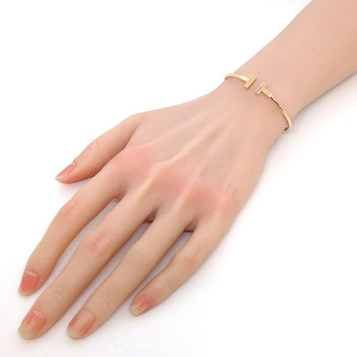Tiffany & Co Bangle T Wire 18k Pink Gold Bracelet — view 4